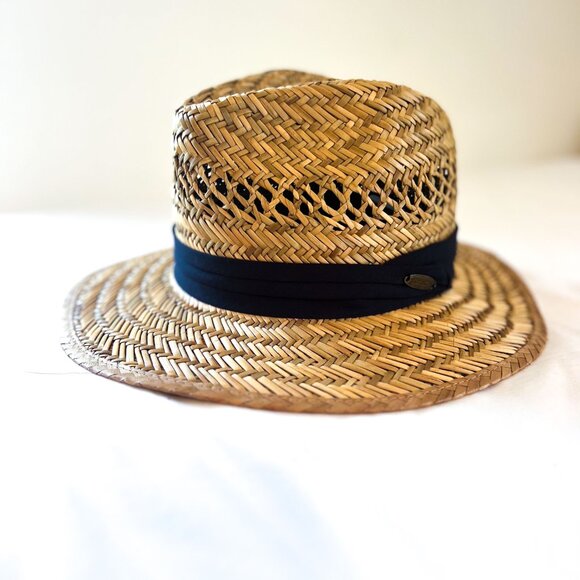 Panama Jack Safari Straw Hat 3" Big Brim 3-Pleat Ribbon Inner Elastic Sweatband - Picture 4 of 16
